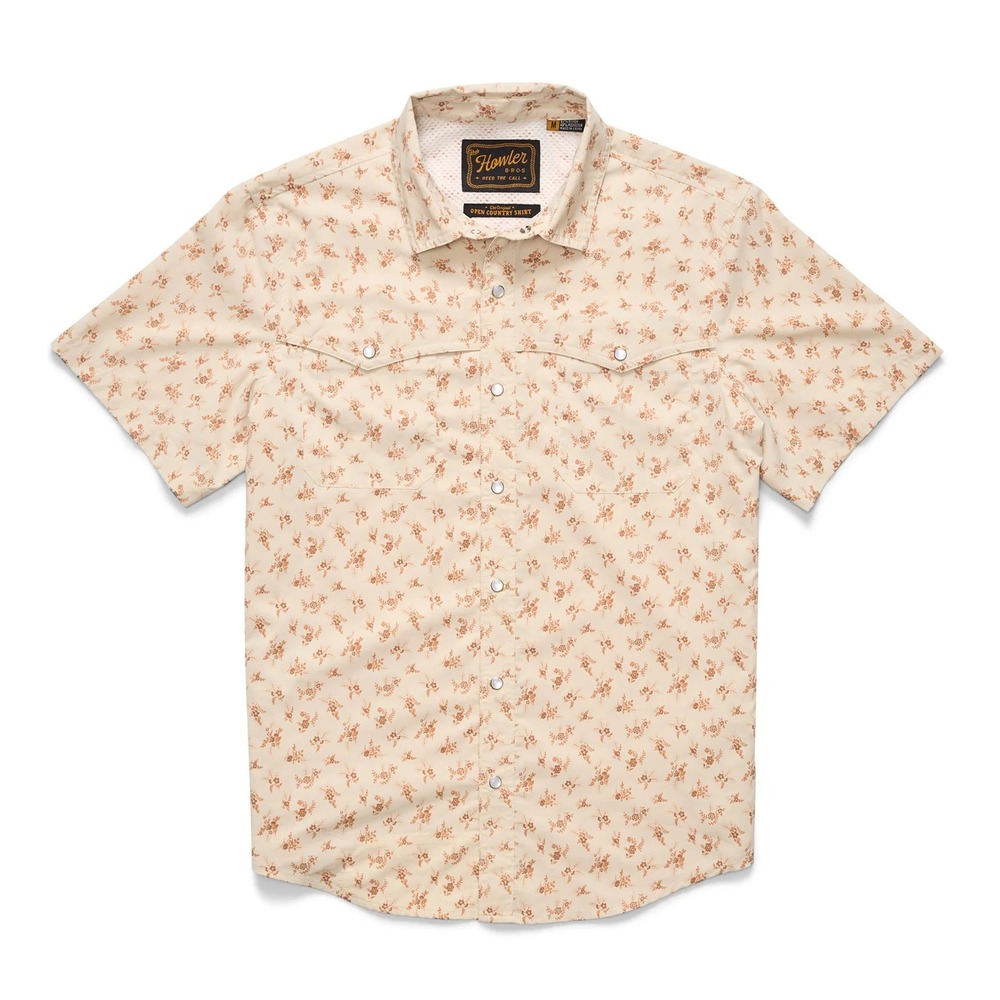 Howler Brothers Men's Open Country Tech Shirt Rancher Floral Sand Small NWT
